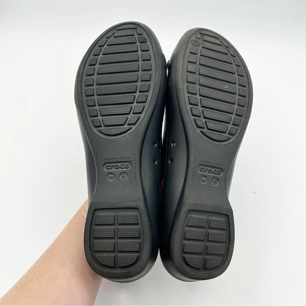 Crocs Womens Gianna Chain Link Ballet Flats Slip‎ On Shoes Black Size 6